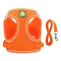 Breathable orange pet harness and leash set with reflective trim for dogs and cats - XS / Orange