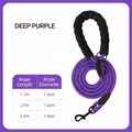 Reflektierende Hundeleine aus Nylon in Dunkelviolett mit gepolstertem Griff, 1,0cm dick. - 1,5m / Dunkellila