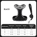 Adjustable black and white checkered pet harness set with lace trim and matching leash - Leash Set / S / Black