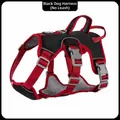 Adjustable black and red reflective pet harness for dogs without leash - S / Black Harness (No Leash) / Black