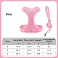 Pink lace pet harness and leash set size guide for small dogs - Leash Set / S / Pink
