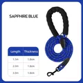 Correa reflectante de nailon para perros en azul zafiro con un cómodo asa de espuma negra - Azul Zafiro