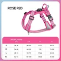Rose red reflective dog harness size chart with S-XL chest and neck measurements - S / Rose Red