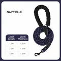 Dunkelblaue reflektierende Hundeleine aus Nylon mit bequemer Schaumstoffgriff und Haken - Haustierleine / 1.5m (M) / Marineblau