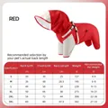 Tabla de tallas completa para chubasquero rojo impermeable para perros con capucha exterior. - S / Rojo