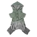 Abrigo de invierno para perro con capucha verde, forro polar y puños a rayas. - S / Ropa de cuatro patas / Verde Frijol