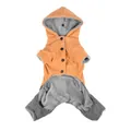 Mono con capucha naranja para perro con forro polar gris suave para el invierno - S / Ropa de cuatro patas / Naranja