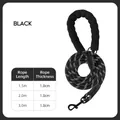 Reflektierende schwarze Hundeleine aus Nylon mit ergonomischem Schaumstoffgriff - Haustierleine / 1.5m (M) / Schwarz
