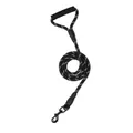 Reflective black nylon dog leash with comfortable foam handle for large dogs - 1.0cm*1.5m / Black
