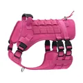 Robustes pinkes taktisches Hundegeschirr mit Molle-System und Gummigriff für Hunde. - L / Fuchsia