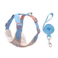 Breathable seersucker dog harness and leash set in light blue and pink for small pets - XS / Pink
