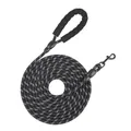 Guinzaglio riflettente in nylon nero per addestramento cani con corda lunga e impugnatura - Nero