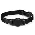 Collar de nailon negro reflectante para perro con soporte para Airtag - Estilo con Funda AirTag / Negro / M