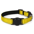 Collar para perro amarillo reflectante ajustable con soporte para rastreador AirTag - M / Estilo Soporte de Rastreador / Amarillo Brillante