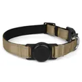 Collar de perro caqui ajustable con soporte integrado para rastreador - M / Estilo Soporte de Rastreador / Caqui