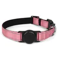 Collar para perro rosa reflectante con soporte de rastreador integrado - M / Estilo Soporte de Rastreador / Rosa Sakura