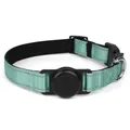 Collar reflectante verde menta para perro con soporte para rastreador antipérdida integrado - M / Estilo Soporte de Rastreador / Verde Turquesa