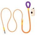 Kleurrijke dopamine hondenriem set met paars handvat en beige poepzakjesdispenser - Oranjegeel + Beige Poepzak