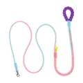 Kleurrijke hondenriem met roze en blauw verloop en paars kralen handvat stevig - 2m / Roze Blauw Verloop