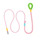 Levendige roze hondenriem met ergonomische groene bubbelhandgreep voor extra comfort - 2m / Kersenbloesem Roze