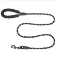 Guinzaglio riflettente nero per cani con morbida impugnatura in schiuma imbottita. - Solo Guinzaglio (FB-541) / 1cm*150cm / Nero