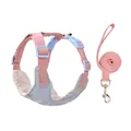 Breathable pink seersucker pet harness and leash set for small dogs and cats, SKU view - XS / Blue