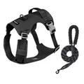 Zwart lichtgewicht waterdicht hondenharnas en reflecterende riem set voor grote honden - XS / Harnas & Riem Set / Inktzwart