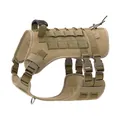 Taktisches Hundegeschirr in Coyote Brown mit robustem Griff und verstellbaren Schnallen. - L / Khaki