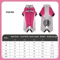 Warm rose red reflective dog jumpsuit for winter with integrated harness SKU view - Rose Red