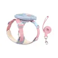 Pink and blue seersucker pet harness with mini backpack and matching leash set - XS / Harness and Leash Set / Blue