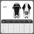 Fleece-lined reflective winter dog coat in black color with detailed size chart - Black