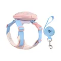 Pastel blue and pink pet harness with bubble gauze pouch and matching leash set for dogs - XS / Harness and Leash Set / Pink