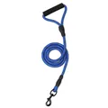 Durable blue reflective rope dog leash with soft foam handle and metal swivel clasp - Matching Leash / M / Blue