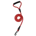 Durable red reflective braided rope dog leash featuring a comfortable black foam handle - Matching Leash / M / Red