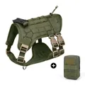 Robustes taktisches Hundegeschirr Weste mit abnehmbarer MOLLE Tasche für Hunde - L (60-90 Jin) / Grünes Geschirr + Armeegrüner Kotbeutel