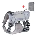 Robustes graues taktisches Hundegeschirr Set mit passender Tasche für mittlere Hunde - L (60-90 Jin) / Graues Geschirr + Grauer Kotbeutel
