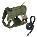 Taktisches Hundegeschirr und Leinen-Set für mittelgroße Hunde in Olivgrün - L (60-90 Jin) / Grünes Geschirr + Leine (1.5M*1.0CM)