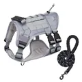 Graues taktisches Hundegeschirr Set mit reflektierender Leine für Hunde - L / Geschirr- und Leinenset / Grau