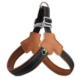 Reflective brown saddle-style dog harness with breathable padding and adjustable straps - Retro Denim Style Saddle Harness / S / Black