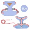 Adjustable breathable blue and pink dog harness vest and matching leash set for small dogs - XS / Harness and Leash Set / Light Blue