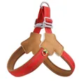 Durable red reflective saddle-style dog harness with comfortable brown suede padding - 复古马鞍式胸背带 / S / Red