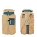 Gilet d'hiver chaud en polaire beige pour petits chiens avec fermeture éclair et anneau en D - M / Hauts / Beige et Vert