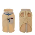 Gilet chaud en polaire peluche beige pour chien avec fermeture éclair et anneau en D métal - M / Hauts / Blanc Cassé