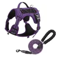 Set pettorina tattica riflettente viola per cani con guinzaglio in corda coordinato - Taglia S / Viola + Guinzaglio Viola