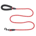 Durable red reflective rope dog leash with soft foam handle and strong metal swivel hook - 1.5M*1.0CM / Red