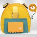 Yellow and teal pet backpack harness and leash set with cute pet DUOMM rubber patch - S / Yellow