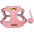 Arnés para perro rosa transpirable con correa a juego y detalle de lazo amarillo decor - S / Rosa