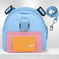 Light blue pet backpack harness and matching leash set featuring pink pocket detail - S / Blue