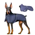 Wasserfester blauer Wintermantel für große Hunde mit reflektierenden Streifen und Stehkragen - 3XL / Marineblau