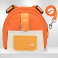 Vibrant orange pet harness backpack for dogs and cats with matching walking leash set - S / Orange